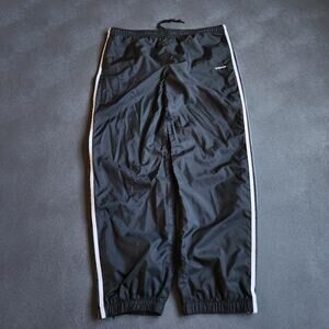 Vintage 90's Adidas Black Nylon Three Striped Essential Sweatpants Medium